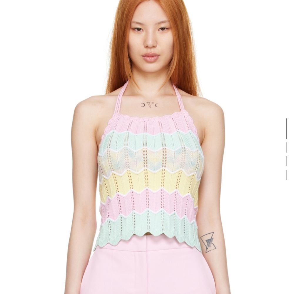 Moschino Pastel Striped Knit Tank Top
